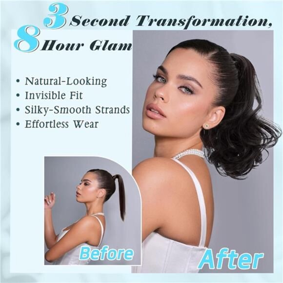 Claw Clip Ponytail Extension Ombre Blonde 12" Short - Picture 5 of 6